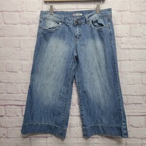 VTG Spacegirlz Wide Leg Capri Denim Jeans Womens 11 Baggy Y2K Skater Streetwear